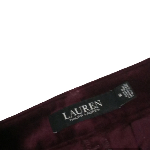 Lauren Ralph Lauren Black Label Burgundy Velvet Velour Straight leg Size 14 - Picture 3 of 8